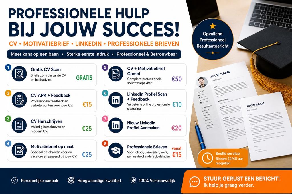 Professionele CV Service | Gratis CV Check, Diensten en Vakmensen, Zakelijk adviseurs en Bemiddelaars