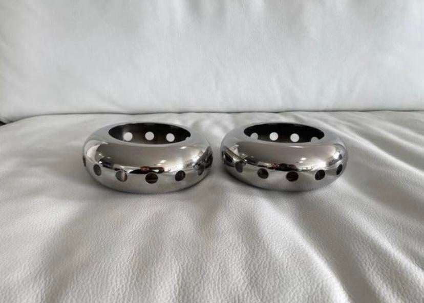 Waxinelichthouders Alessi RVS 2 Stuks, Ophalen of Verzenden, Zo goed als nieuw, Metaal, Minder dan 25 cm