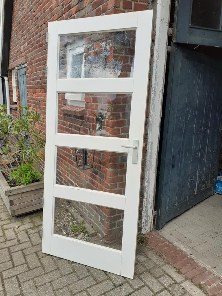 Deur met glas gebruikt, Doe-het-zelf en Verbouw, Ophalen, Glas, Binnendeur, 200 tot 215 cm