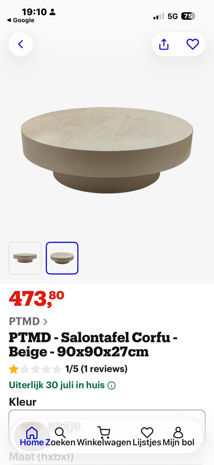 Ptmd salon tafels, Ophalen, Nieuw, Rond, 50 tot 100 cm