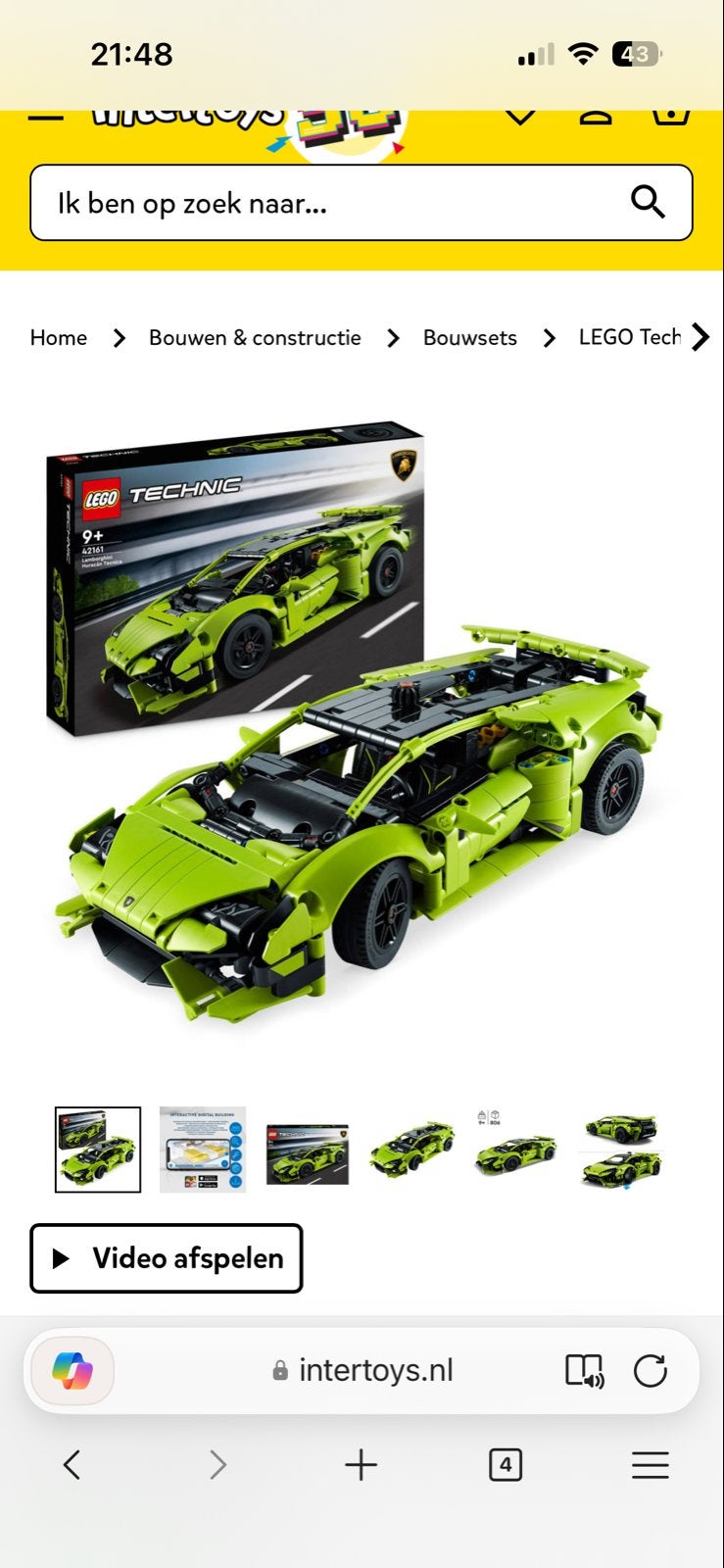 LEGO Technic Lamborghini Huracán Tecnica (42161), Ophalen of Verzenden, Zo goed als nieuw, Overige merken