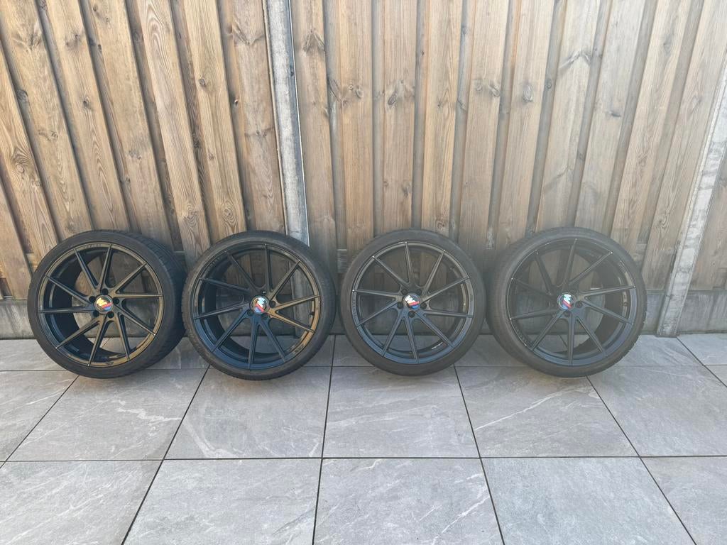 Zwarte 20 inch Ispiri breedset velgen met spacers, 5x120, Ophalen, Gebruikt, 285 mm, Banden en Velgen