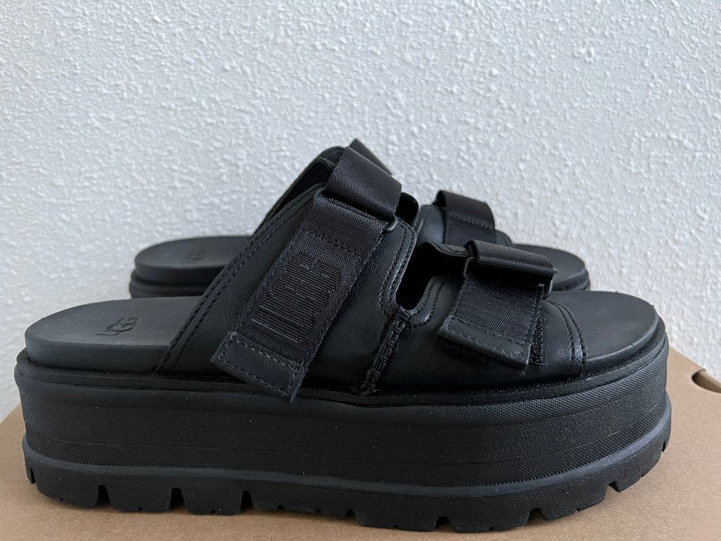 NIEUW UGG W CLEM BLACK LEATHER slippers slides 41, Slippers, UGG, Verzenden, Zwart
