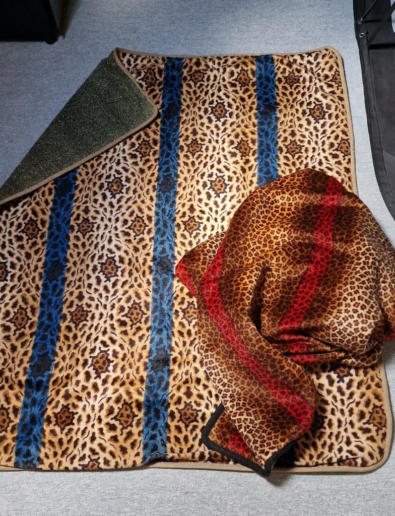 2 Vintage 1969 Safari Panterprint plaids uit Tanzania,Afrika, Huis en Inrichting, Woonaccessoires | Plaids en Woondekens, Verzenden