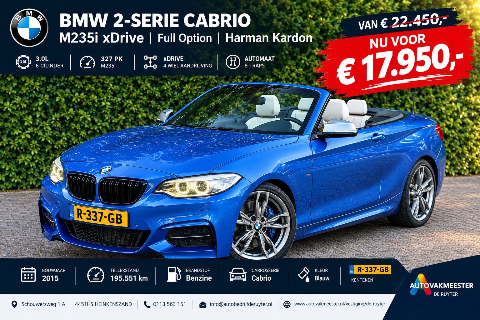 BMW 2-serie Cabrio M235i xDrive |Full Option | Harman Kardon, Automaat, Gebruikt, 1645 kg, Leder