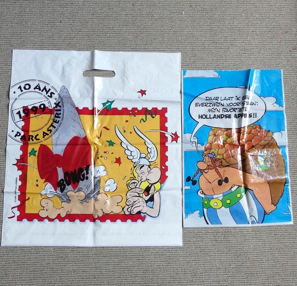 Asterix en Obelix plastic tassen, Verzamelen, Ophalen of Verzenden, Asterix en Obelix, Gebruikt, Overige typen