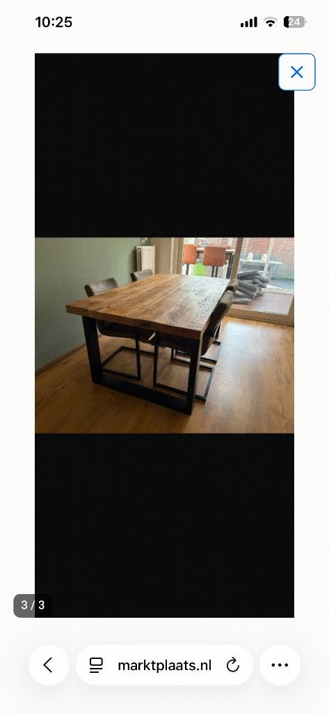 MOOIE EET SET MET STOELEN HOUT EN METAAL, Huis en Inrichting, Ophalen, 100 tot 150 cm, 50 tot 100 cm, Zo goed als nieuw