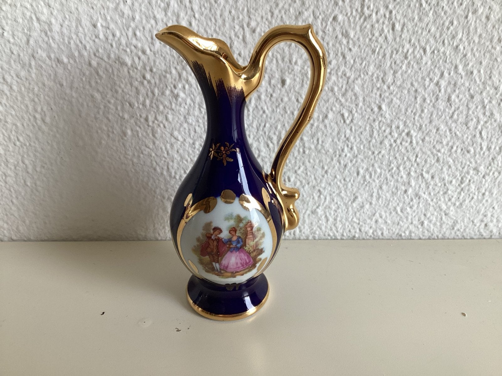 Limoges Porseleinen Kan - Kobaltblauw met Gouden Decoratie, Ophalen of Verzenden