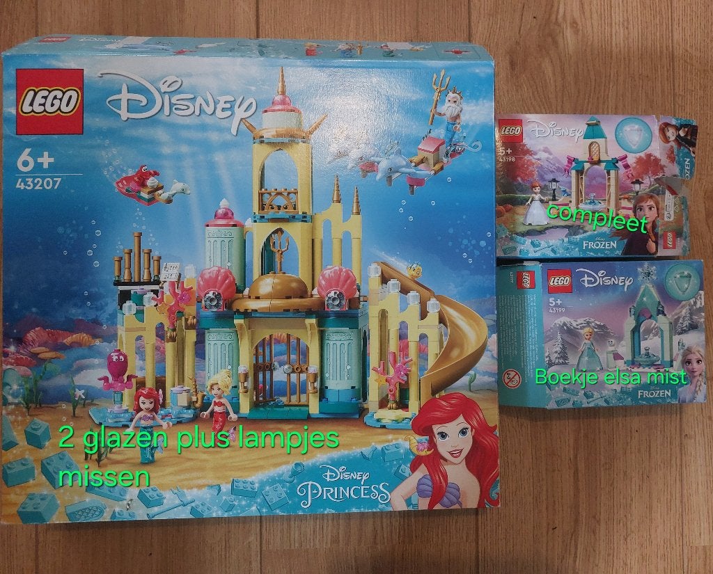 LEGO Disney Kasteel Ariël, Anna en Elsa sets, Gebruikt, Lego, Ophalen of Verzenden, Disney