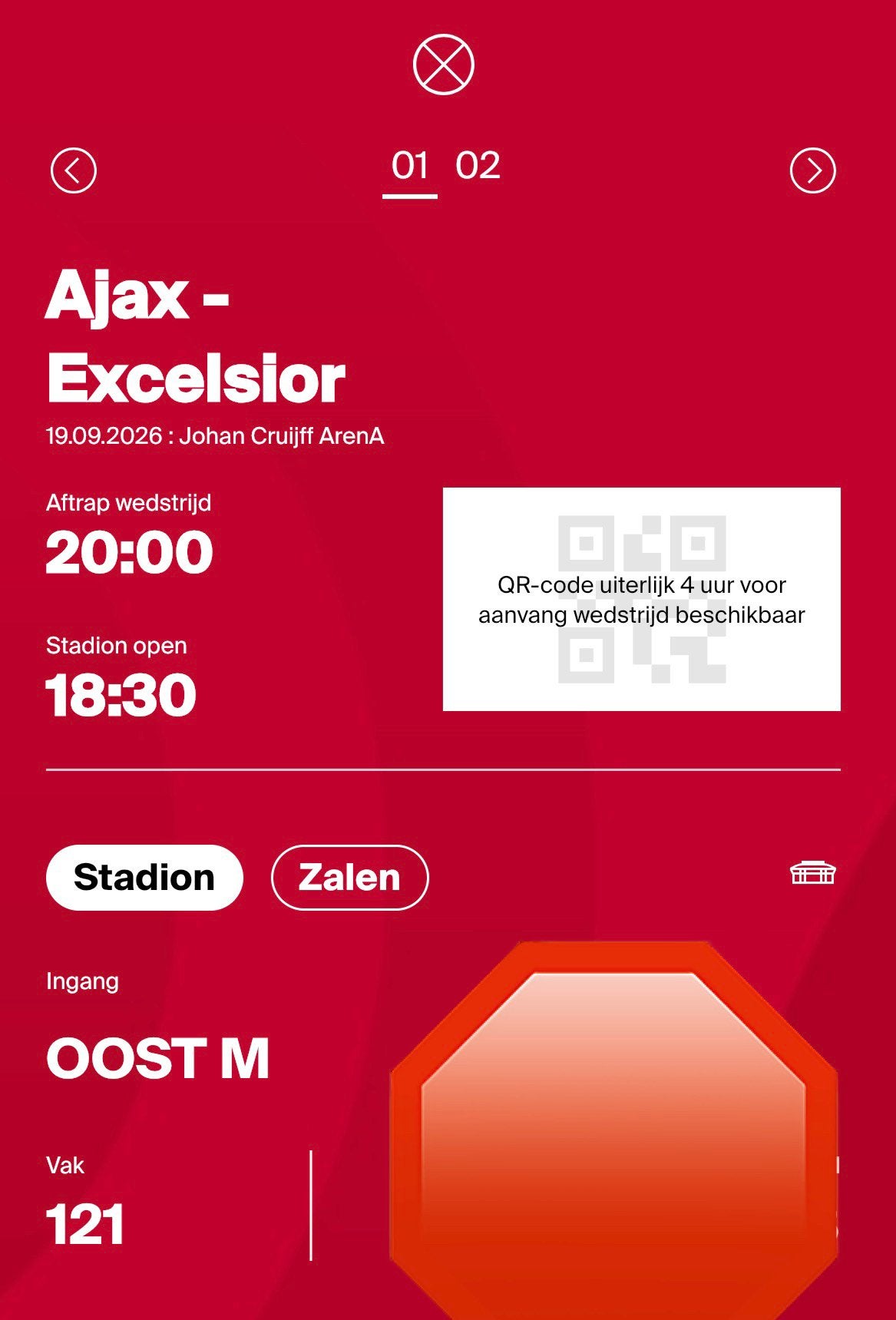 2 kaartjes Ajax - Excelsior op hele mooie plaats, Losse kaart, Twee personen, September