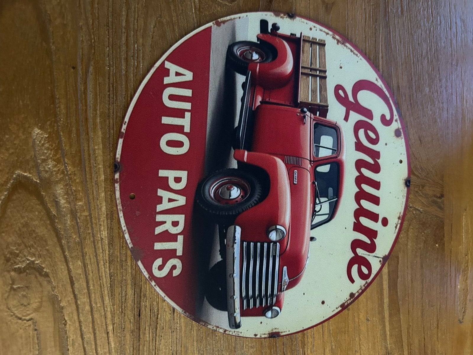Rond metalen bord 'Genuine Auto Parts' - 20x20 cm, Ophalen of Verzenden, Nieuw, Auto's