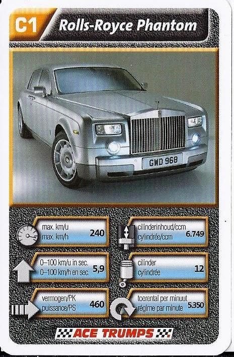 Kw1378 autokaartje c1 rolls royce phantom, Ophalen of Verzenden, Zo goed als nieuw, Auto's