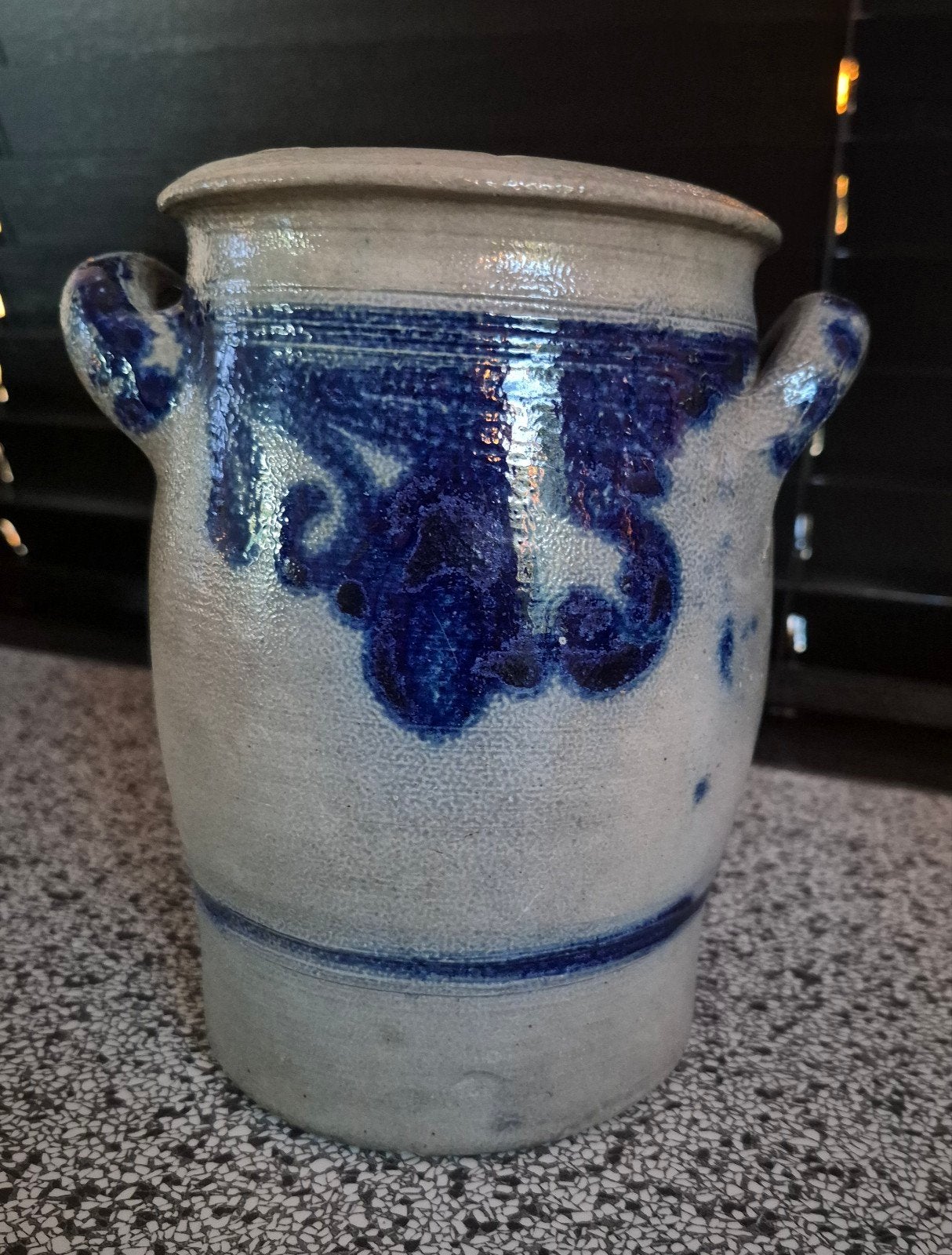 Antieke Keulse pot met blauwe decoratie, Ophalen of Verzenden