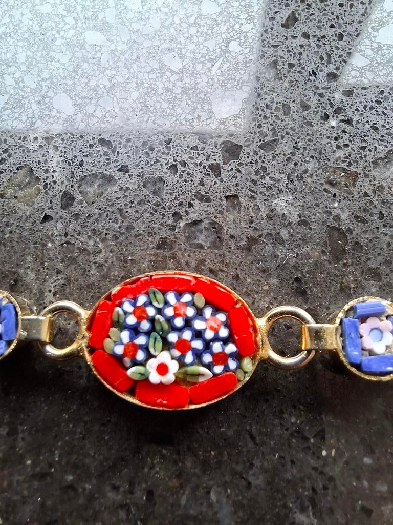 Vintage Micro Mozaïek Armband Millefiori Italië, Ophalen of Verzenden, Gebruikt, Overige kleuren, Overige materialen
