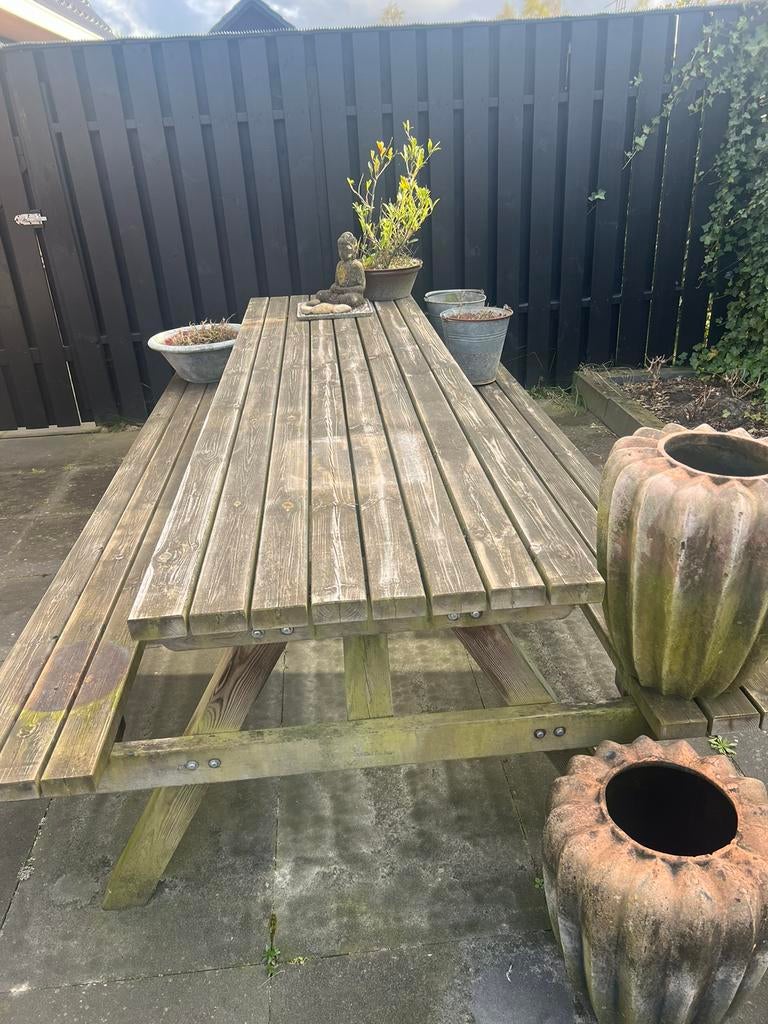 Picknicktafel 3 meter lang, Tuin en Terras, Picknicktafels, Ophalen, Zo goed als nieuw, Rechthoekig, Hout
