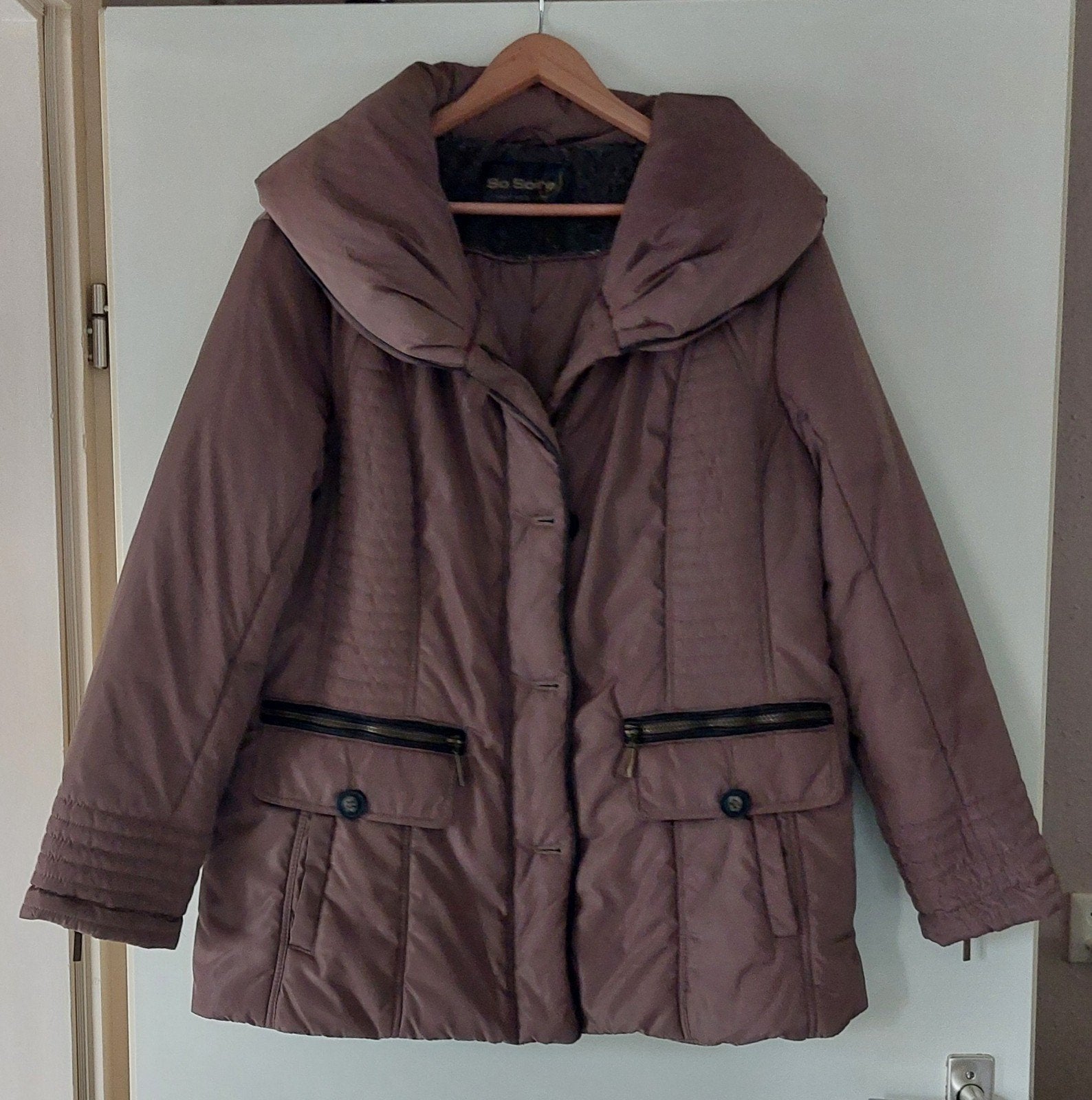 So Soire bruine winterjas, maat 48, Ophalen, So Soire, Bruin, Maat 46/48 (XL) of groter