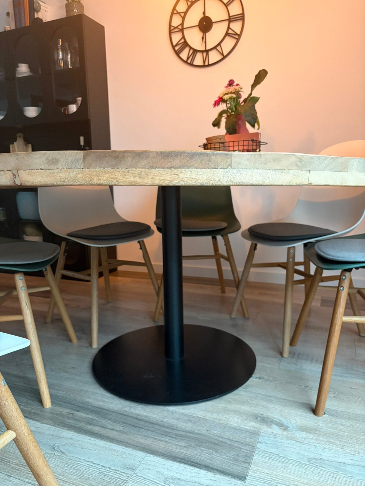6x eetkamerstoelen – groen & wit – incl. kussens, Huis en Inrichting, Ophalen, Kunststof, Gebruikt, Wit