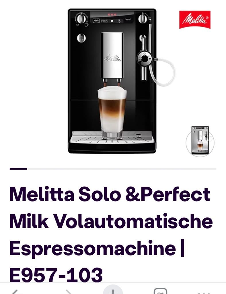 Melitta Solo & Perfect volautomaat, Ophalen of Verzenden, Gebruikt, Koffiemachine