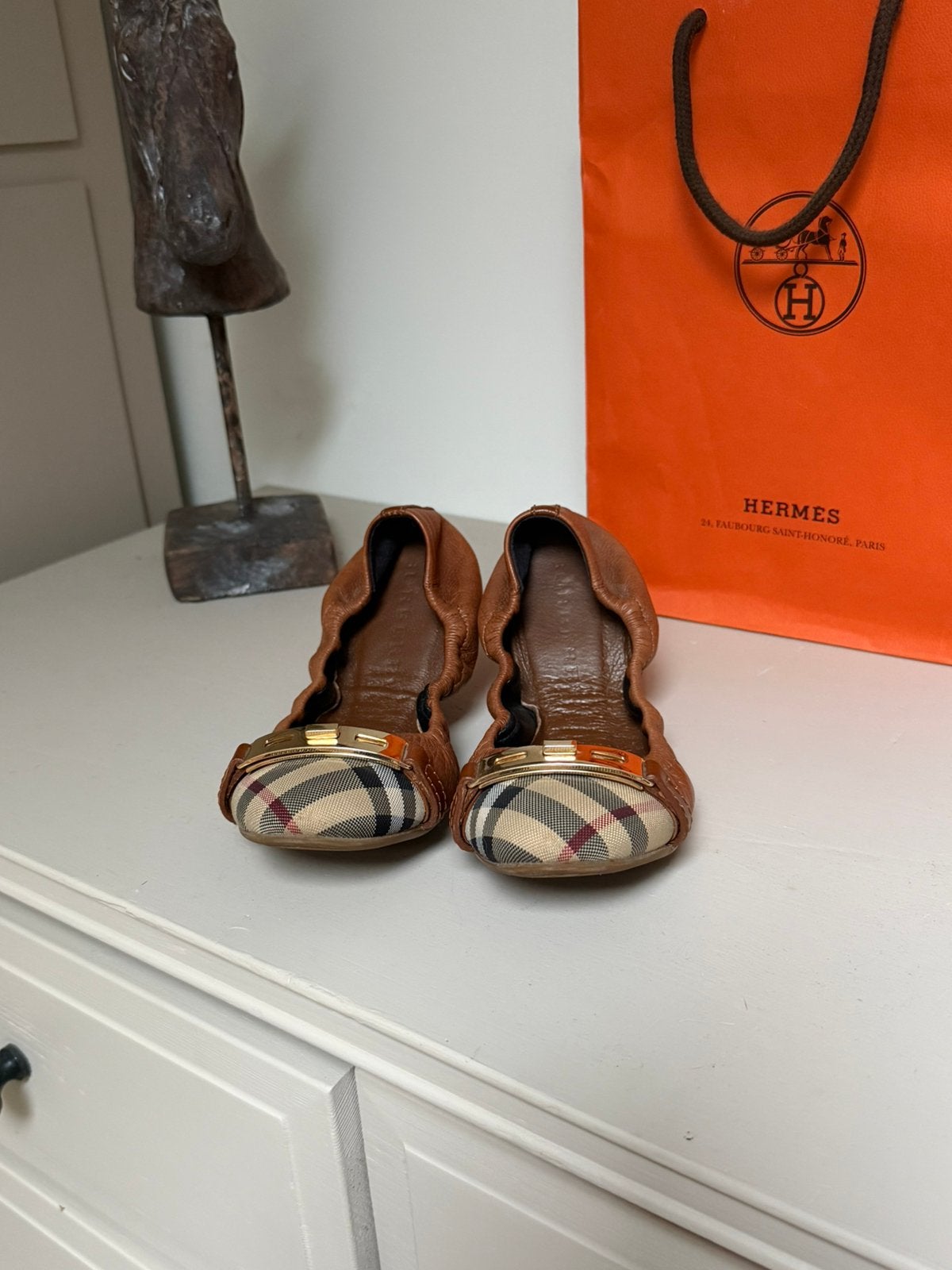 Burberry ballerina’s, maat 36, Bruin, Zo goed als nieuw, Ballerina's, Ophalen of Verzenden