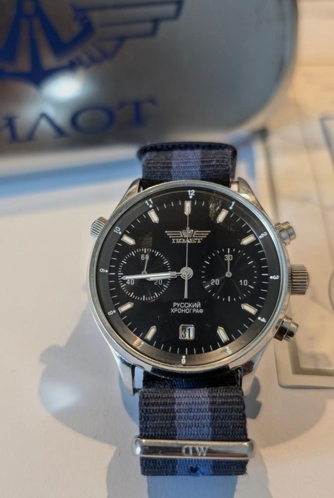 Poljot Russisch Chronograaf Horloge - Zeldzaam Model, Ophalen of Verzenden, Zo goed als nieuw, Kunststof, Overige merken