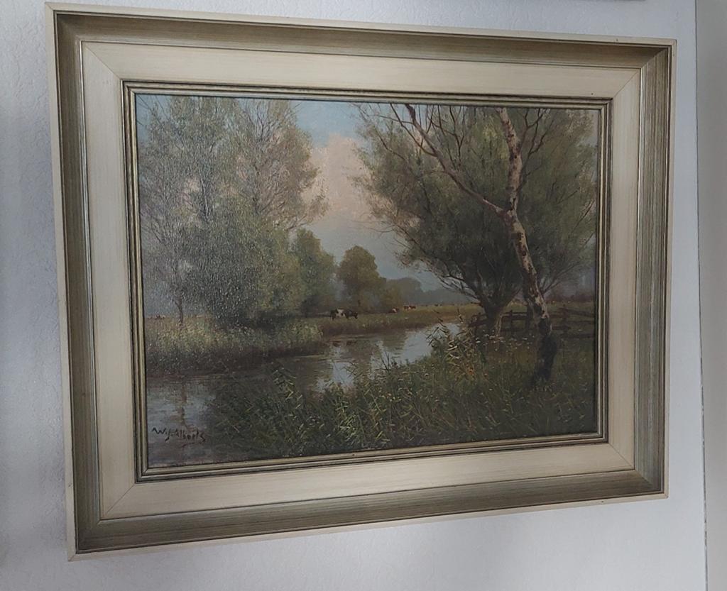 W.J. Alberts  Koeien bij Doesburg, Olieverf op do, Antiek en Kunst, Ophalen