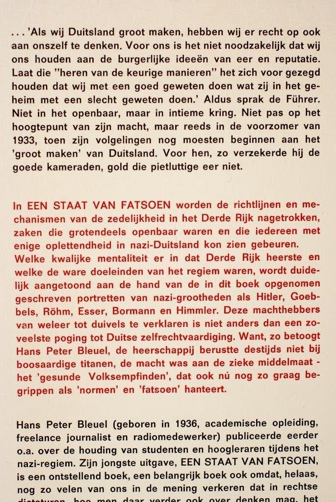 H.P. Bleuel - Een Staat van Fatsoen (Derde Rijk) 1972, Tweede Wereldoorlog, Verzenden, Zo goed als nieuw, H.P. Bleuel