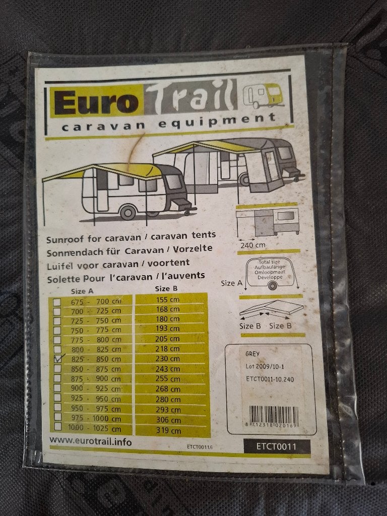 Caravan of tent luifel met pees en lichtgewicht tentstokken, Caravans en Kamperen, Caravan accessoires, Ophalen, Zo goed als nieuw