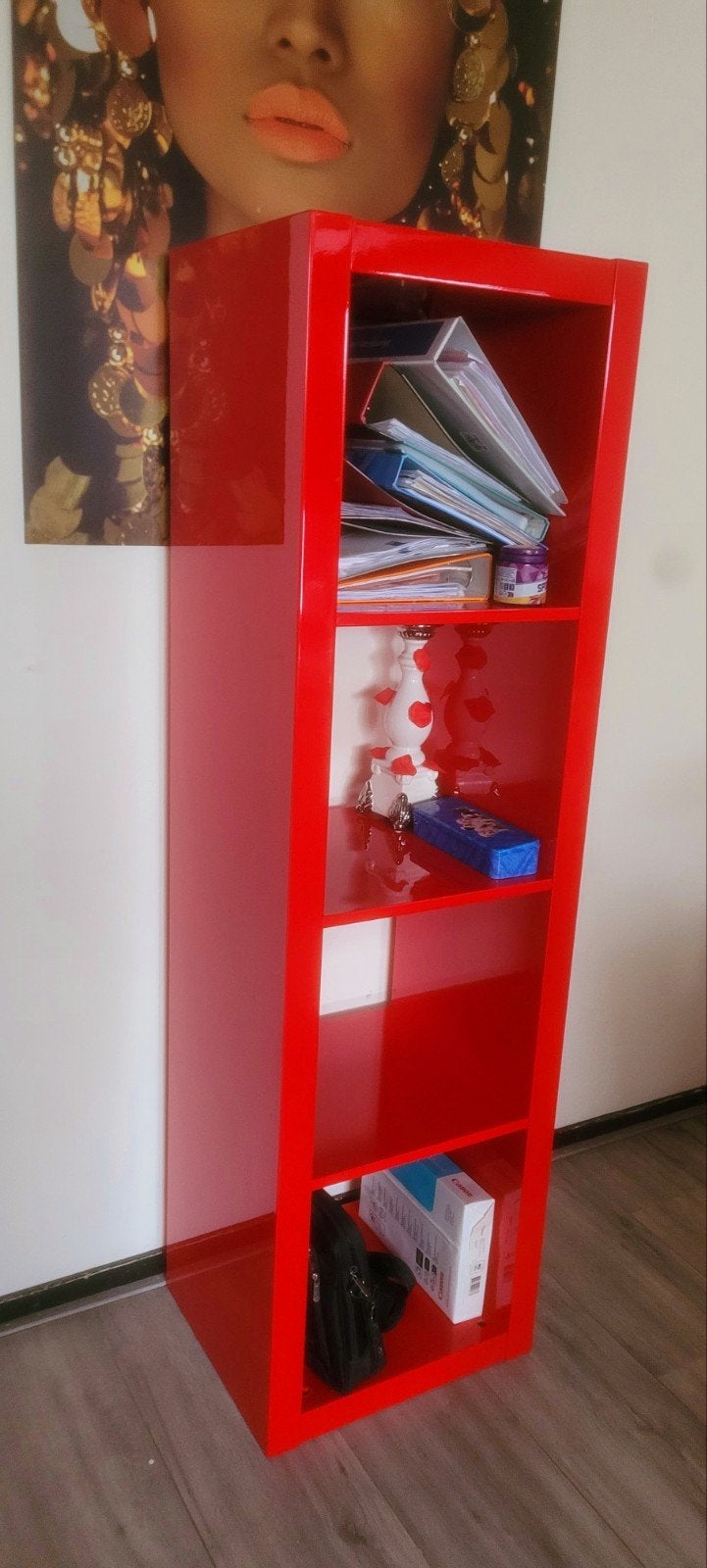 Rode Boekenkast/Opbergrek - 160x46x39 cm, Huis en Inrichting, Kasten | Boekenkasten, Ophalen, Minder dan 50 cm, Gebruikt, 150 tot 200 cm