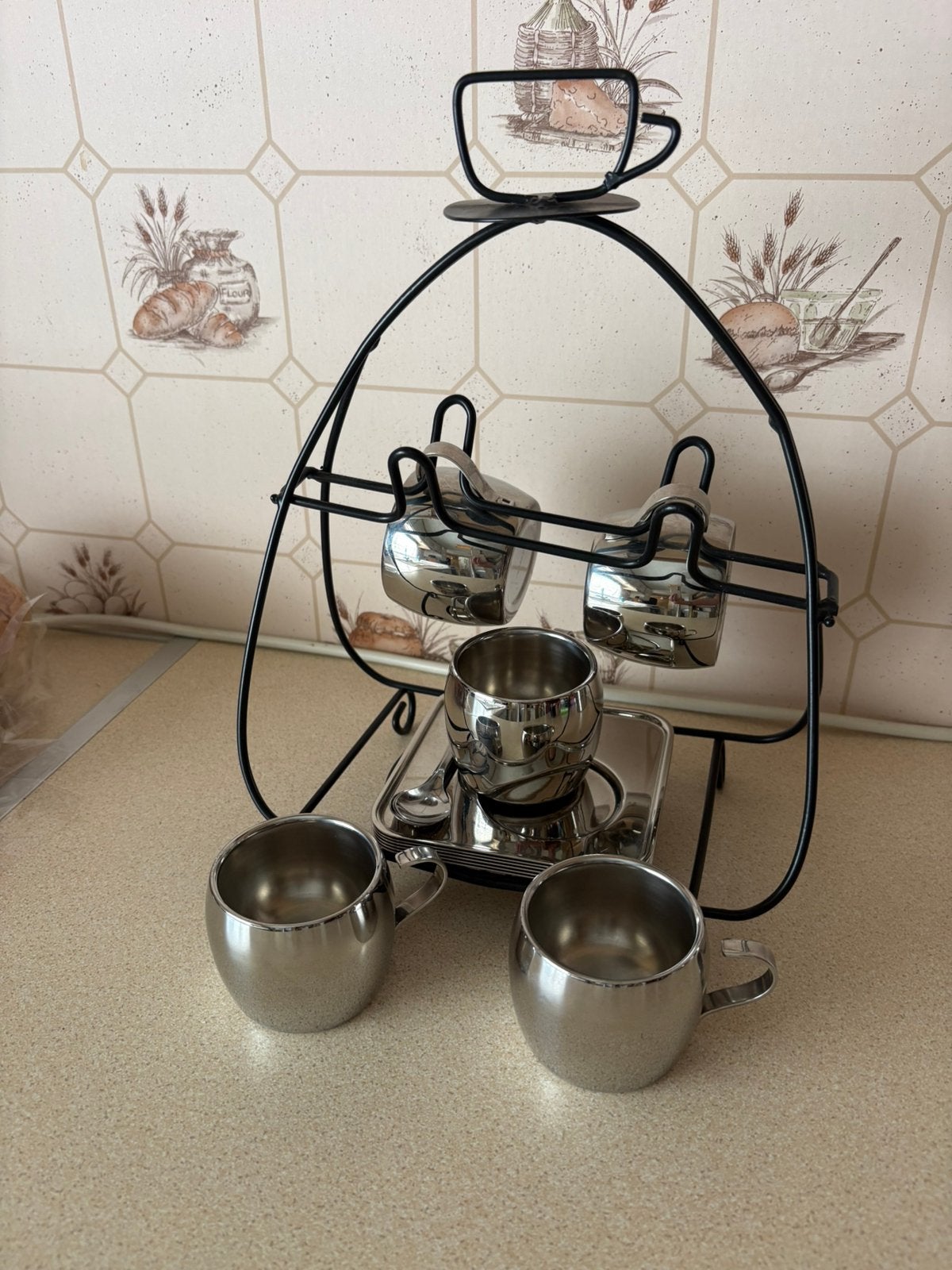 Vintage Tramontina RVS Espresso Set – Dubbelwandig Jaren 80, Huis en Inrichting, Overige materialen, Overige typen, Ophalen of Verzenden