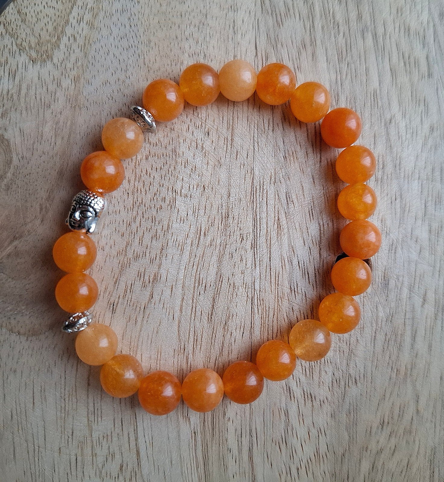 Armband buddha 8 mm natuursteen kralen oranje edelsteen, -, -, Nieuw, Ophalen of Verzenden