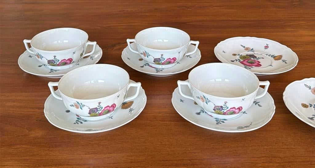 4 Ceralene Limoges Anemones soepkommen, Ophalen of Verzenden, Zo goed als nieuw, Kom(men), Overige stijlen