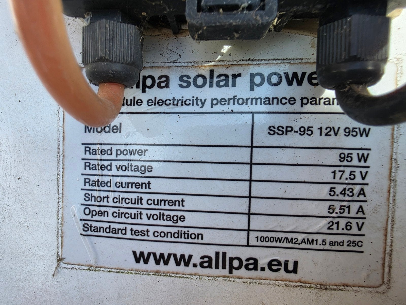 Allpa SSP-95 12V 95W Zonnepaneel, Ophalen