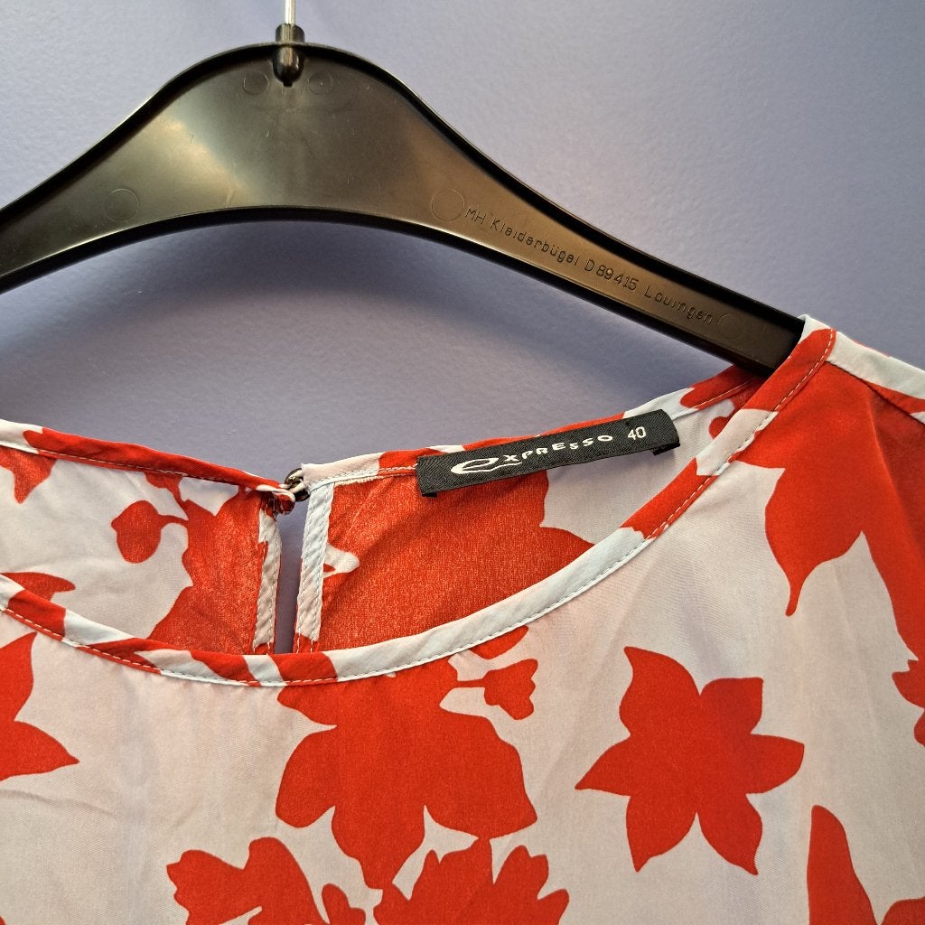 Expresso shirt lichtblauw/ rode bloemen 100% cupro 40 42564, Maat 38/40 (M), Expresso, ., Ophalen of Verzenden
