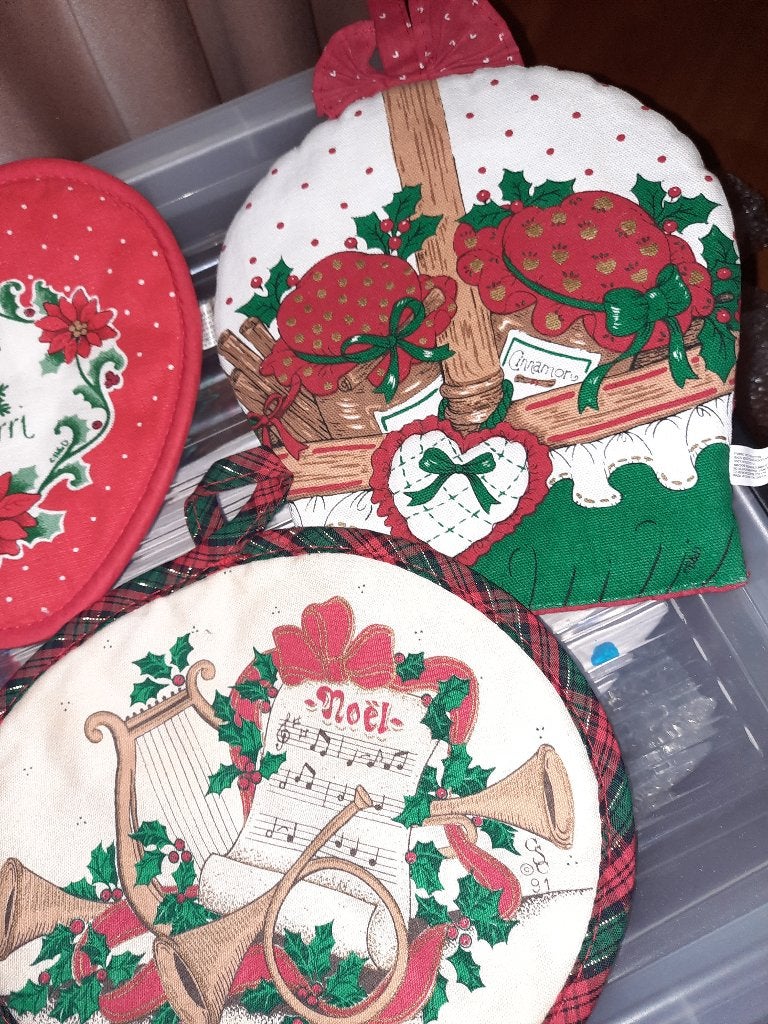 Kerst pannenlappen, Ophalen, Overige typen, Zo goed als nieuw, Meerkleurig