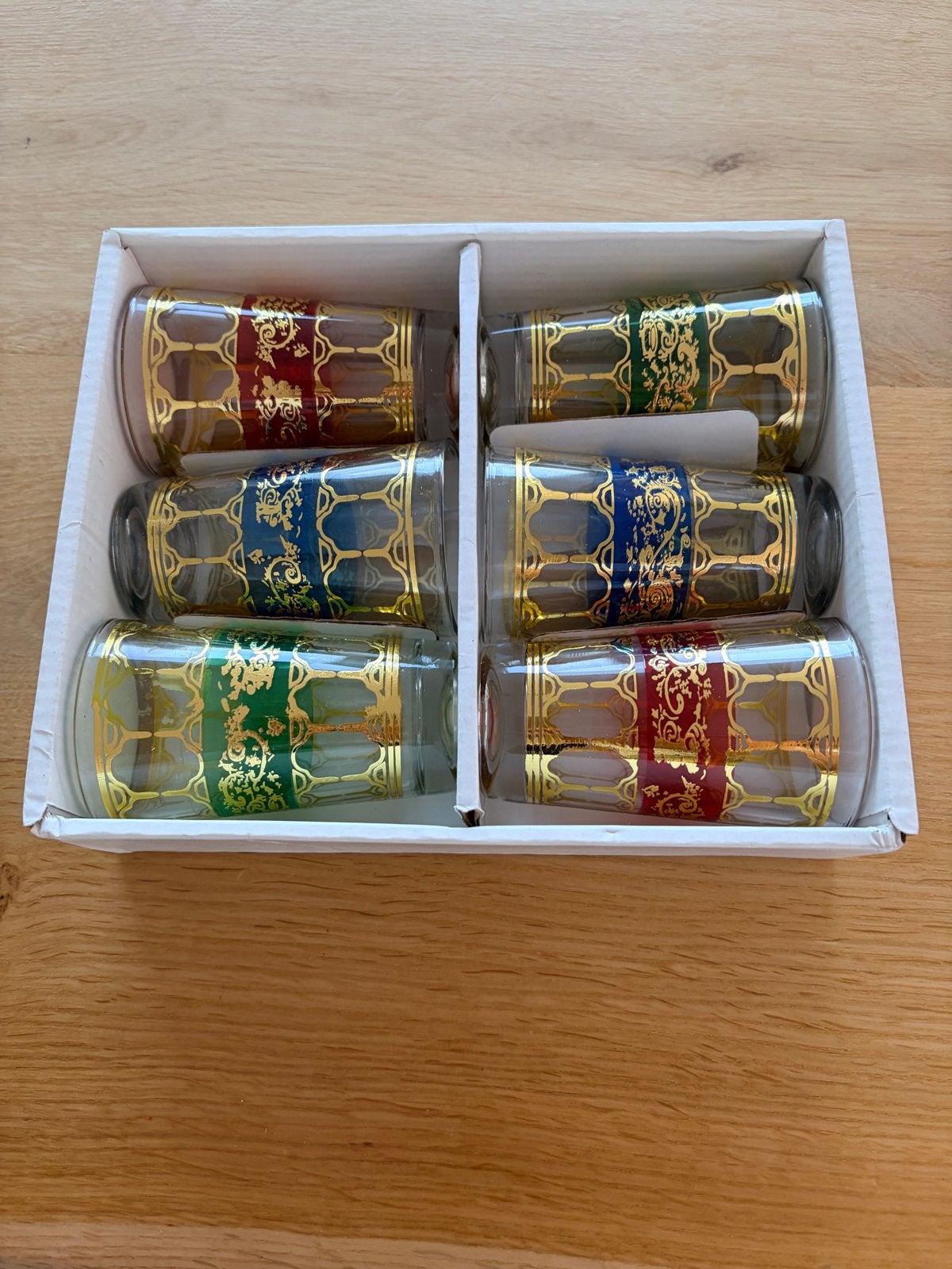 2 Set2 van 6 Marokkaanse theeglazen met gouden decoratie, Ophalen, Nieuw
