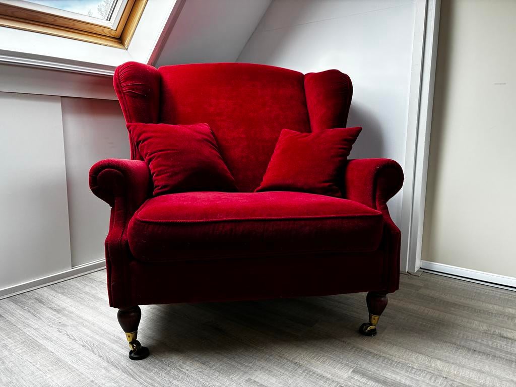Mooie rode loveseat, Ophalen of Verzenden, Zo goed als nieuw, 75 tot 100 cm