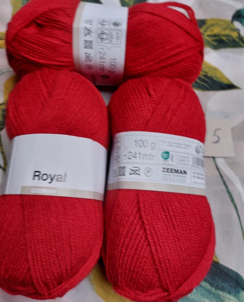 3 bollen wol rood (Royal), Ophalen of Verzenden, Nieuw, Breien of Haken, Wol of Garen