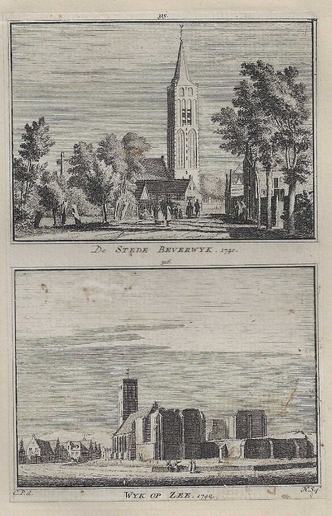 De Stede Beverwijk. 1740 - Wijk op Zee. 1740 Spilman Kopergr, Stadsgezicht, Ophalen of Verzenden, 15 cm, 10 cm