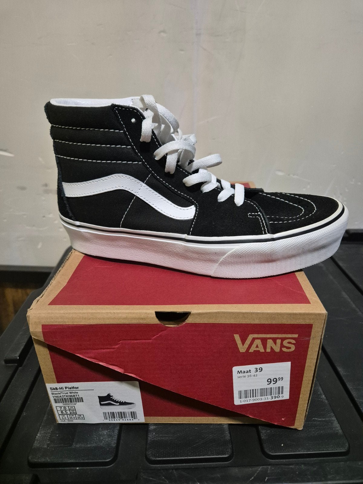 Vans Sk8-Hi Platform Sneakers Zwart/Wit Maat 39, Kleding | Dames, Schoenen, Zwart, Nieuw, Ophalen of Verzenden, Sneakers of Gympen