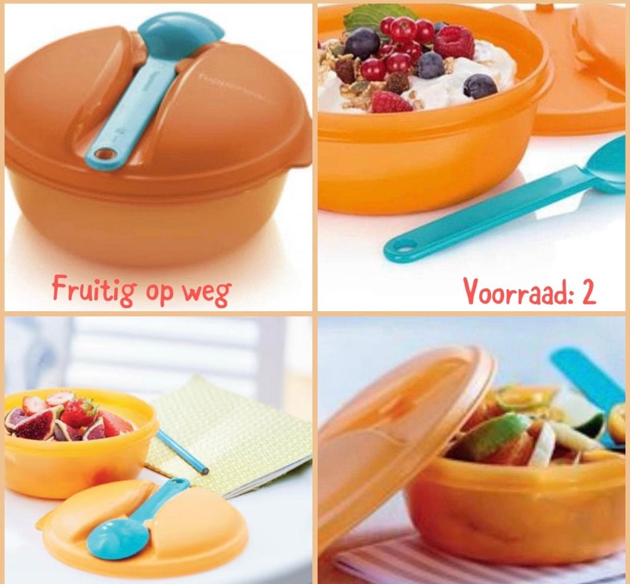 Tupperware fruitbak met lepel - per st ideaal onderweg, Ophalen of Verzenden, Nieuw, Oranje, Bak of Kom