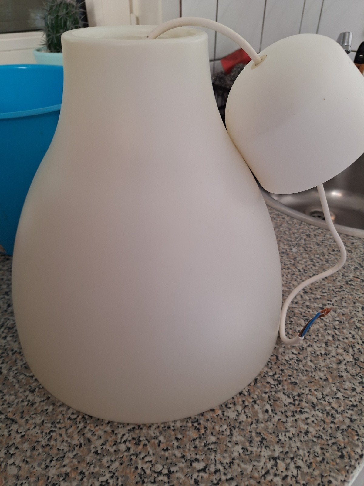 witte kunststof hanglamp., Hanglamp, Gebruikt, Rond, Ophalen of Verzenden