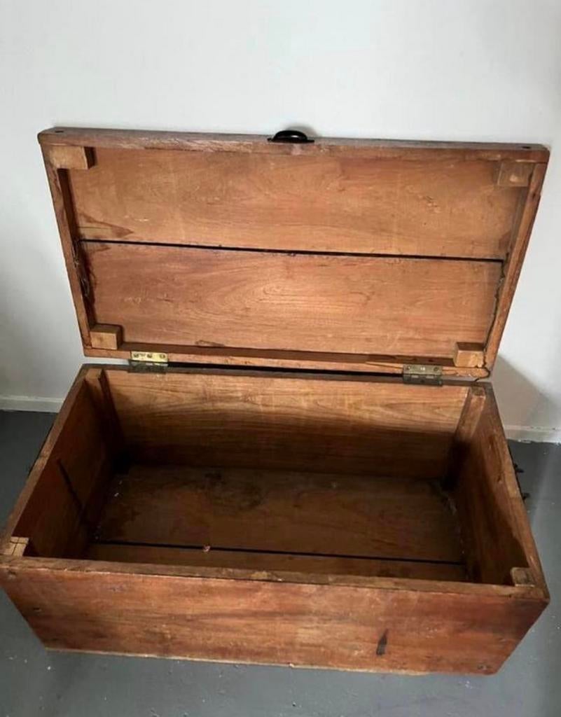 oude kamfer houten scheeps deken kist bijzettafel speelgoed, Ophalen, Gebruikt, 50 tot 100 cm, Minder dan 50 cm