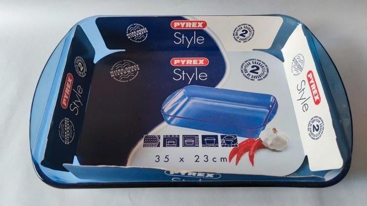 NIEUW vintage Pyrex ovenschaal - glas kobaltblauw - 35x23cm, Ophalen of Verzenden, Zo goed als nieuw