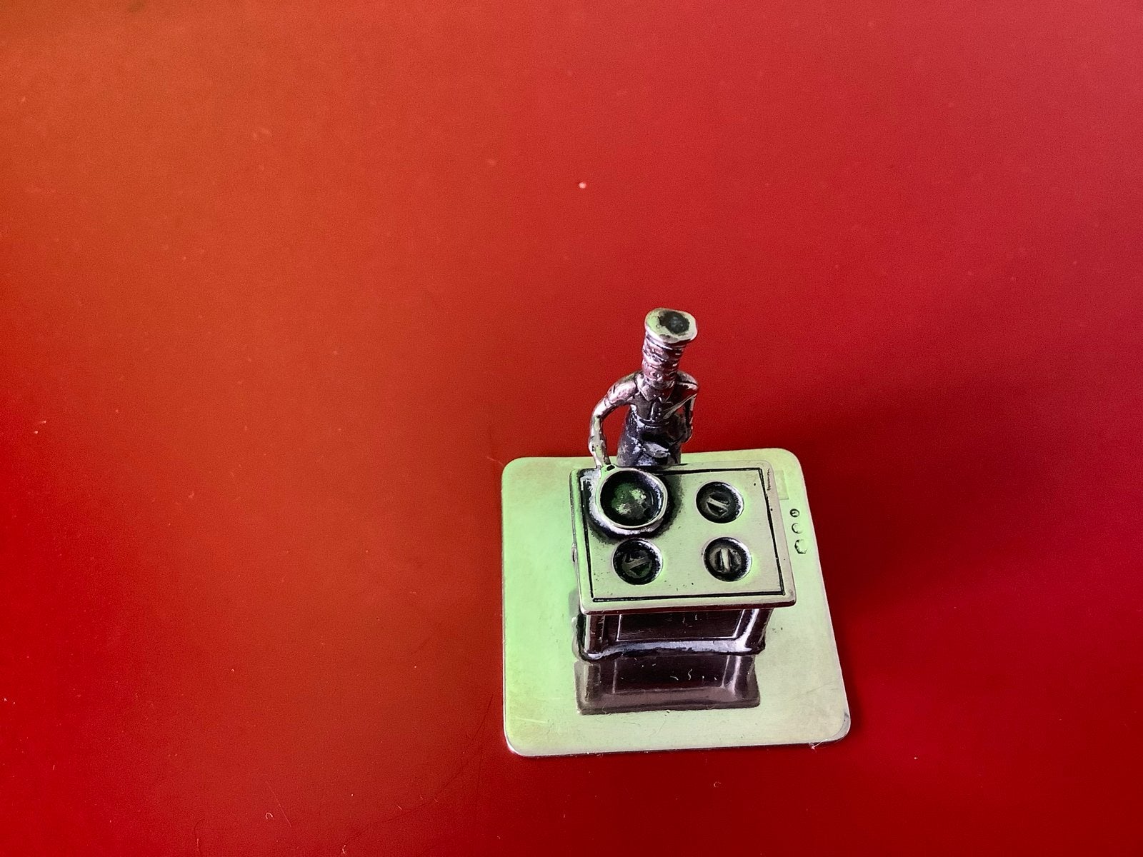 Zilveren miniatuur kok aan fornuis, Ophalen of Verzenden, Zilver