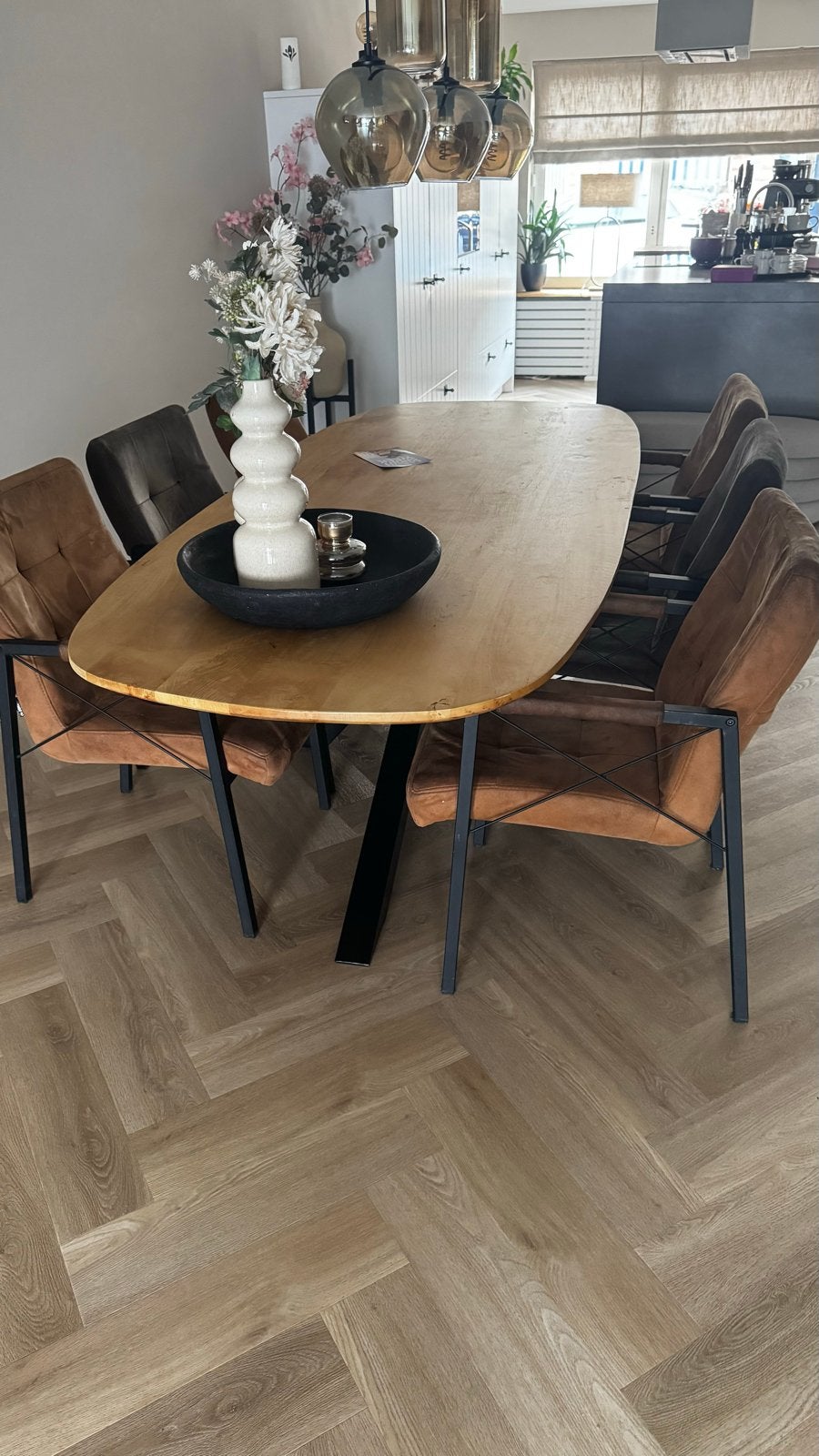6 stoelen van den bommel, Gebruikt, Bruin, Ophalen of Verzenden, Vijf, Zes of meer stoelen