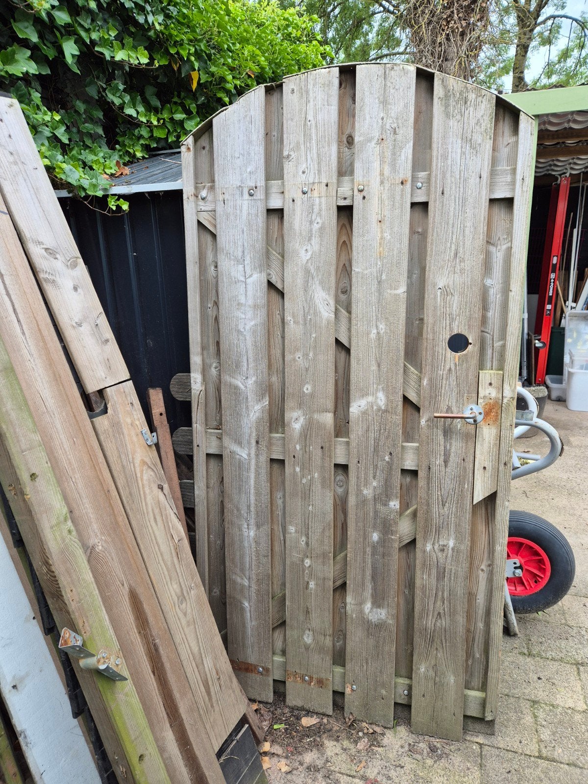 Houten tuinpoort - Gebruikt, Tuin en Terras, Tuinpoorten, Ophalen, Gebruikt, Minder dan 100 cm, Looppoort