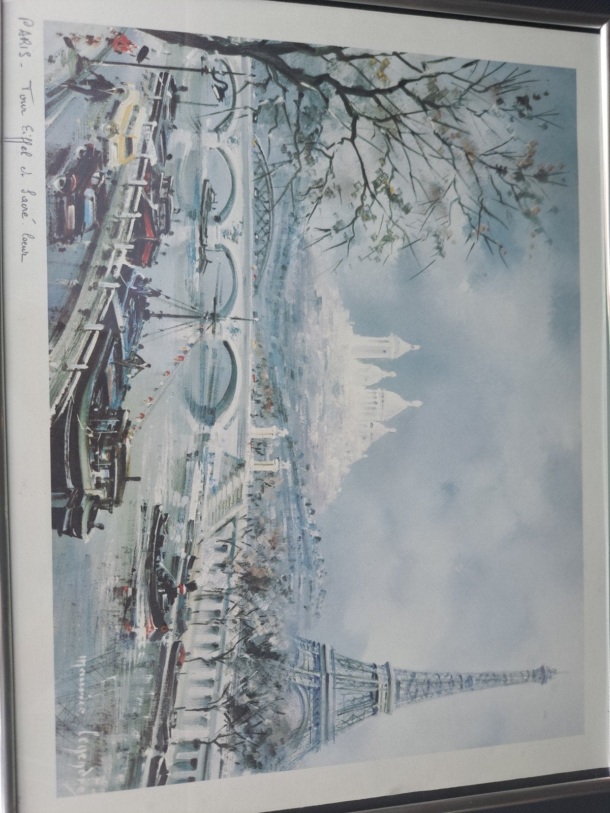 Parijs: Eiffeltoren en Sacré-Cœur - Vintage Print, Ophalen of Verzenden
