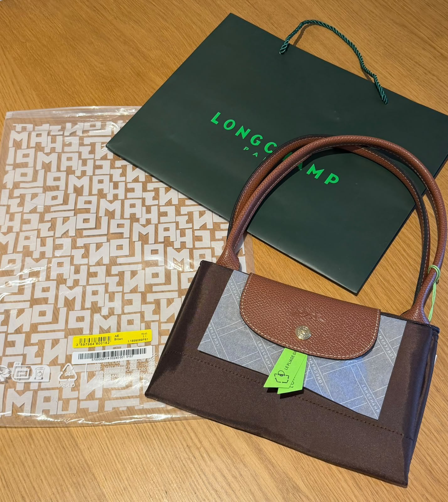 Longchamp Le Pliage Tote Bag L Size- Nieuw met labels, Verzenden, Nieuw, Bruin, Shopper