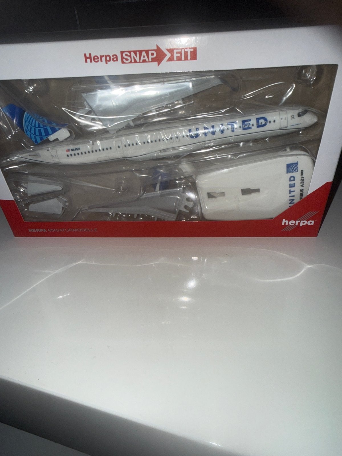 Herpa Snap Fit United Airlines Airbus A321neo model, Overige merken, 1:72 tot 1:144, Nieuw, Ophalen of Verzenden