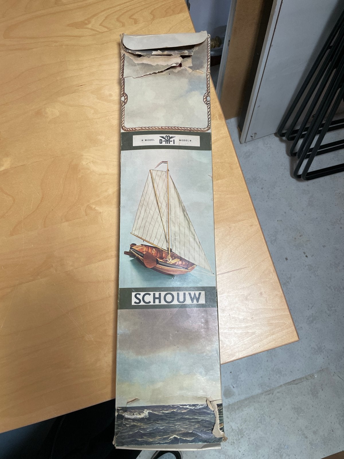 Houten modelbouw boot 'Schouw' - Vintage bouwdoos, Ophalen of Verzenden, Gebruikt
